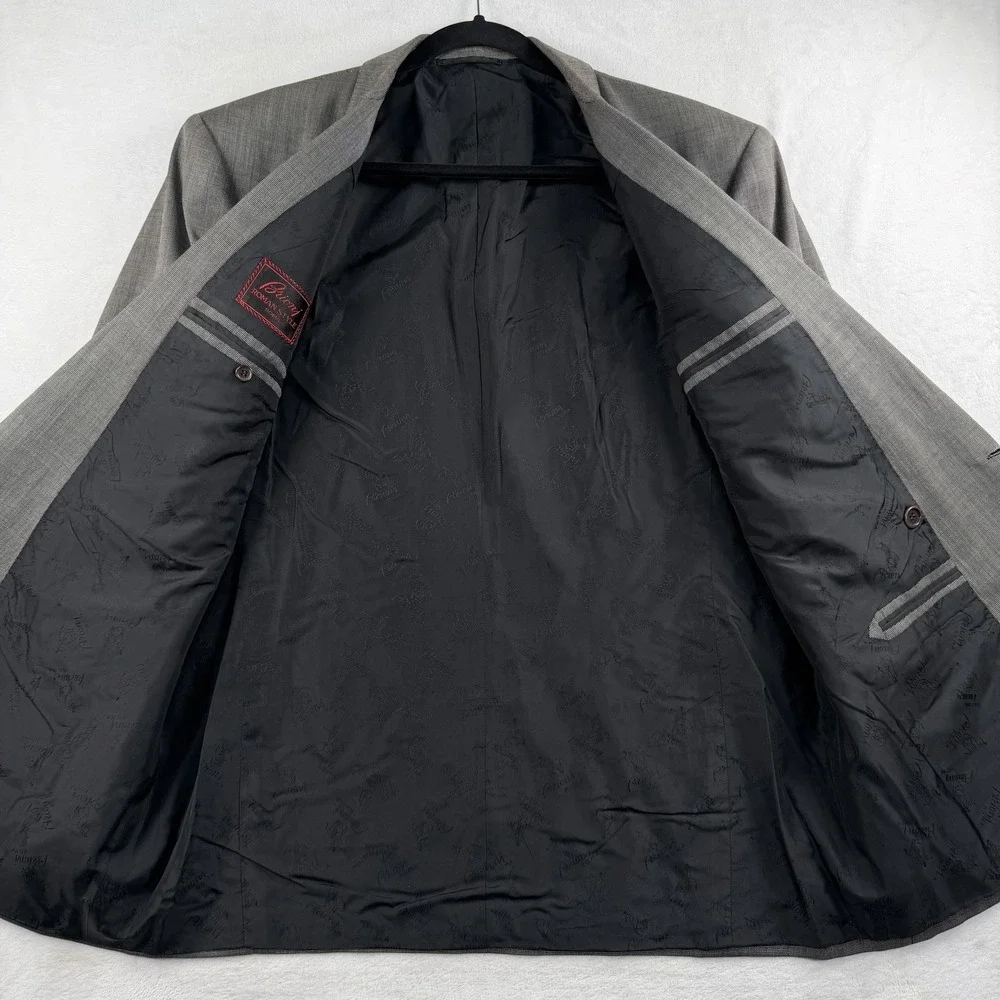 Vtg Brioni Suit Jacket Double Breasted Mens 42L Wool Cashmere Blend Peak Lapel
